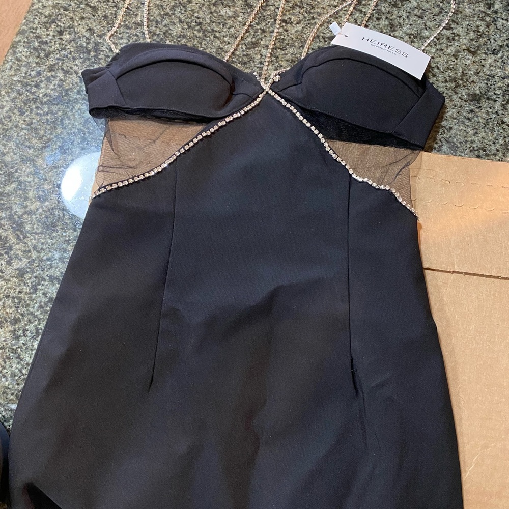 Heiress Beverly Hills Black Diamante Strap Dress